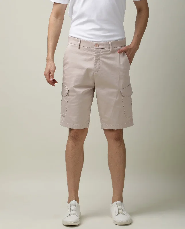 Men's Patterned Pants with Camouflage PrintsRare Rabbit Mens Shows Pink Shorts Polycotton Fabric Slim Fit Mid Rise Waist Button & Zip Closure
