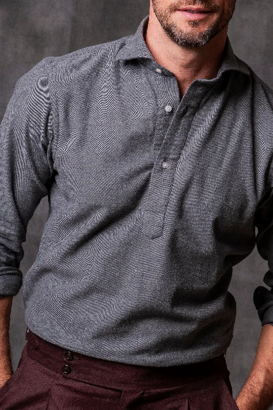 Men's Wrinkle-Free Shirts for Easy CareGrey Popover Shirt - Flannel Touch - Made in Italy Men's Wrinkle-Free Shirts for Easy CareGrey Popover Shirt - Flannel Touch - Made in Italy
