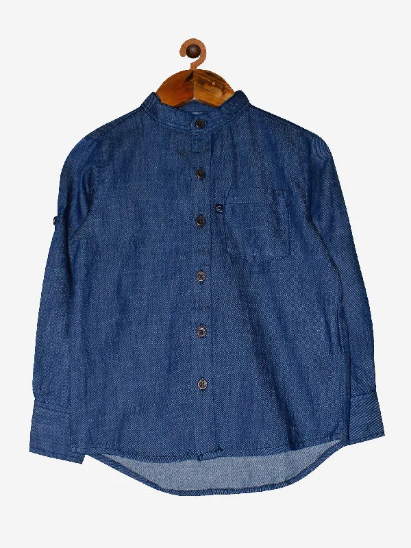Men's Tailored Shirts for a Sharp AppearanceBoys Mandarin Collar Full Sleeve Cotton Shirt Men's Tailored Shirts for a Sharp AppearanceBoys Mandarin Collar Full Sleeve Cotton Shirt