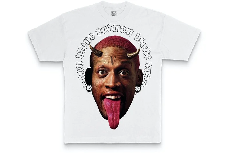 Men's Shirts with Pleated HemlinesWhite Vlone X Rodman ANGEL VS DEMON TSHIRT