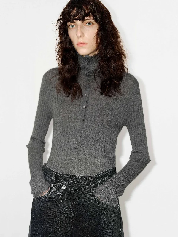 Men's Sweaters with Unique and Custom DesignsHalf Button Turtleneck Top