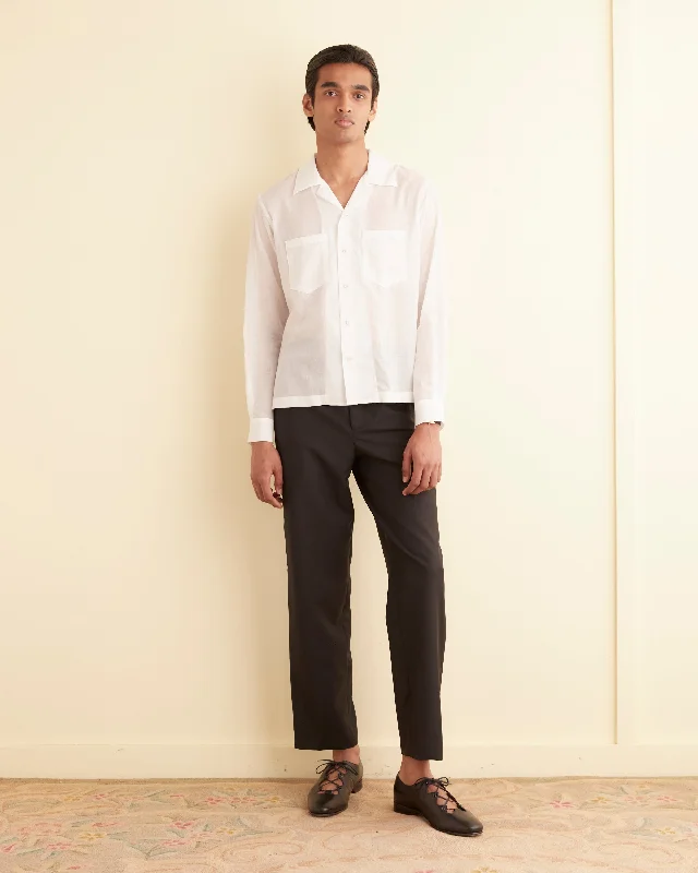 Men's Collared Shirts for Formal OccasionsVoile Long Sleeve Shirt - White