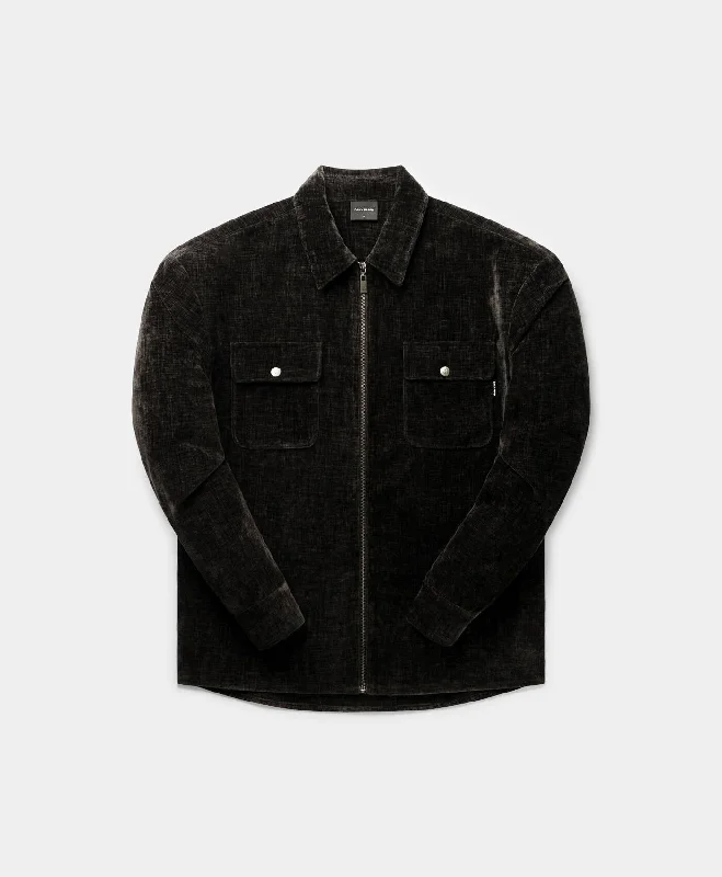 Comfortable Men's Flannel ShirtsBlack Hakim Velvet Longsleeve Shirt