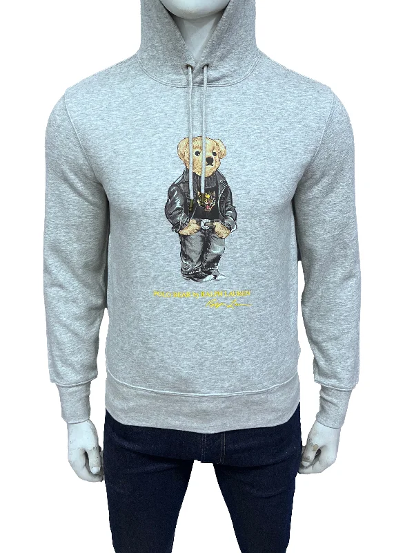 Men's Sweaters with Belt LoopsRL Tiger Bear Grey Fleece Hoodie