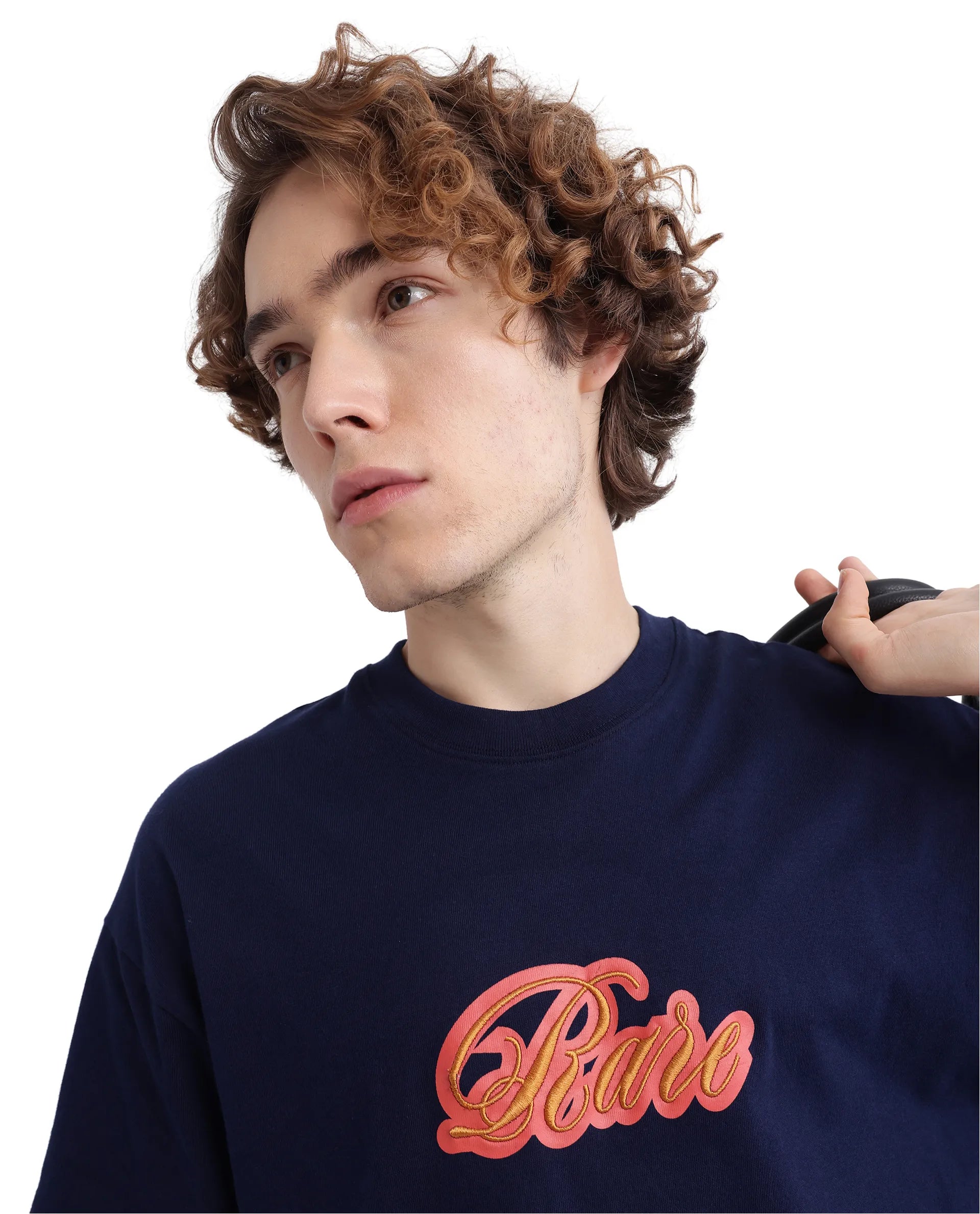 Warm Men's Fleece-Lined TopsRare Rabbit Men Kenzo-25 Navy Cotton Fabric Short Sleeve Crew Neck Oversized Fit Embroidered T-Shirt Warm Men's Fleece-Lined TopsRare Rabbit Men Kenzo-25 Navy Cotton Fabric Short Sleeve Crew Neck Oversized Fit Embroidered T-Shirt