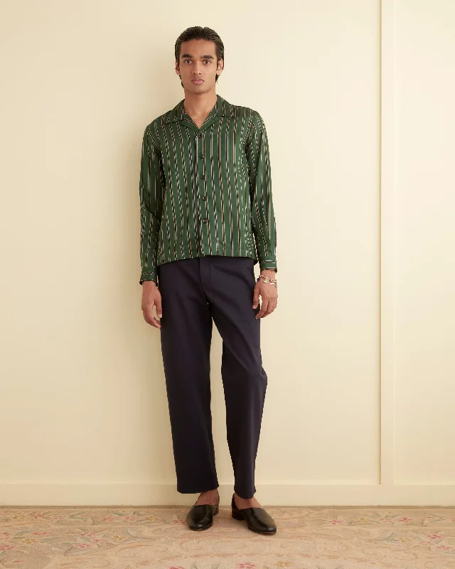 Men's Henley T-Shirts for a Casual TwistAlumni Stripe Long Sleeve Shirt - Green