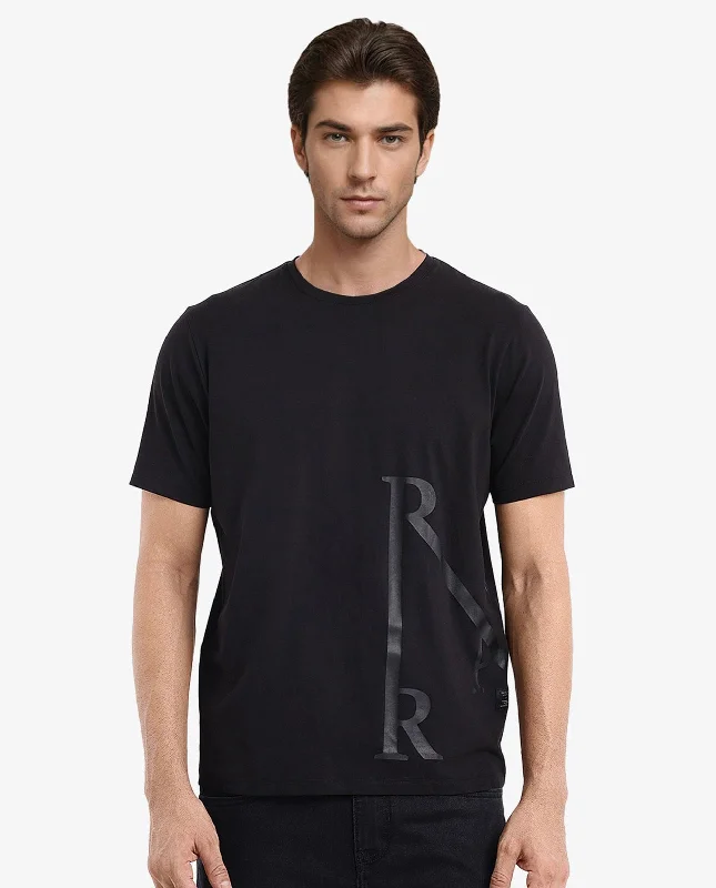 Men's Shirts with Mandarin CollarsRare Rabbit Men Ayden Black Cotton Lycra Fabric Short Sleeve Crew Neck Regular Fit Graphic Print T-Shirt Men's Shirts with Mandarin CollarsRare Rabbit Men Ayden Black Cotton Lycra Fabric Short Sleeve Crew Neck Regular Fit Graphic Print T-Shirt