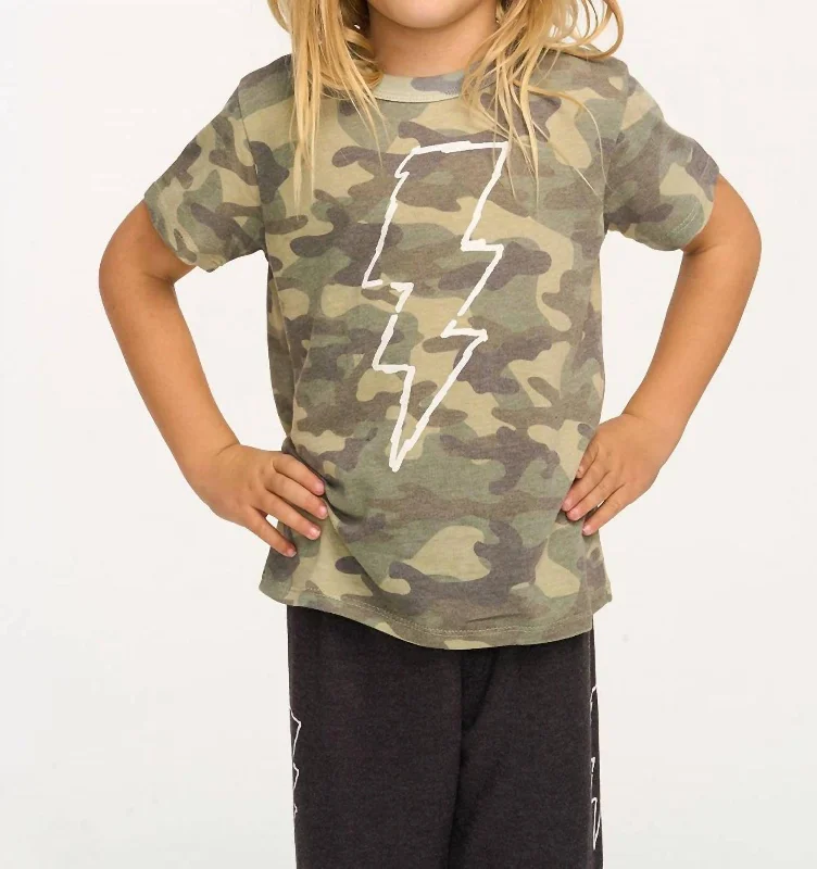 Men's Shirts with Patchwork PatternsBoys Ss Camo Bolt T-Shirt