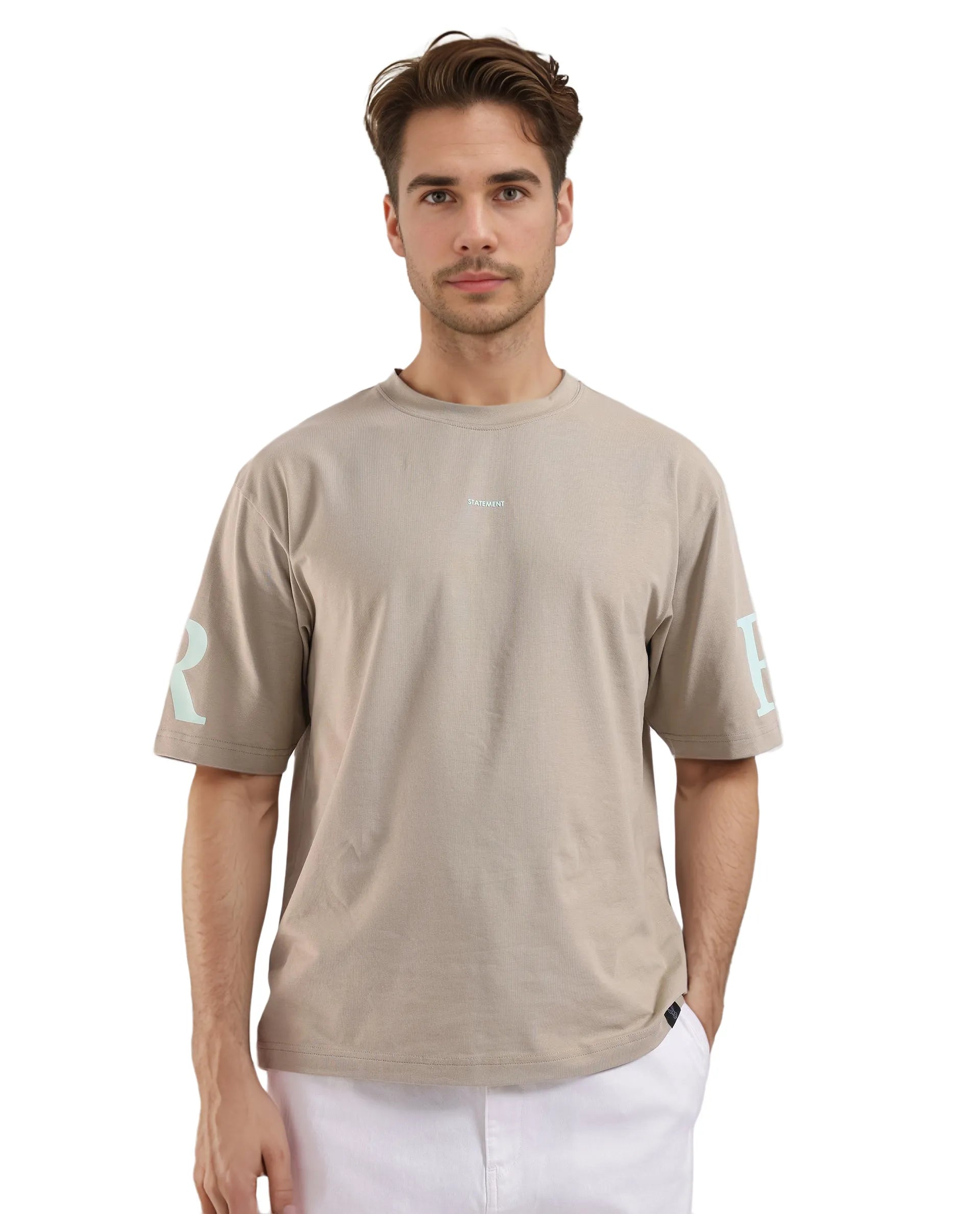 Men's Shirts with CollarsRare Rabbit Men Tin Beige Short Sleeves Crew Neck Oversized Fit Digital Print T-Shirt Men's Shirts with CollarsRare Rabbit Men Tin Beige Short Sleeves Crew Neck Oversized Fit Digital Print T-Shirt