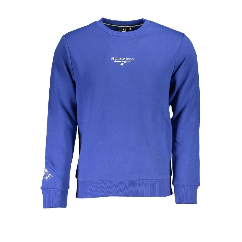 Men's Sweaters with High-Low HemlinesU.S. Grand Polo Classic Blue Crew Neck Men's Sweatshirt Men's Sweaters with High-Low HemlinesU.S. Grand Polo Classic Blue Crew Neck Men's Sweatshirt