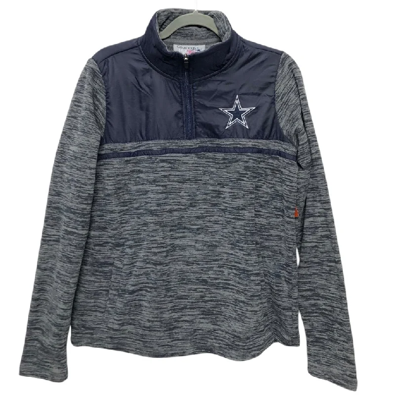 Men's Hoodies with Pass-Through PocketsSweatshirt Collar By Herstyle In Blue & Grey, Size:M
