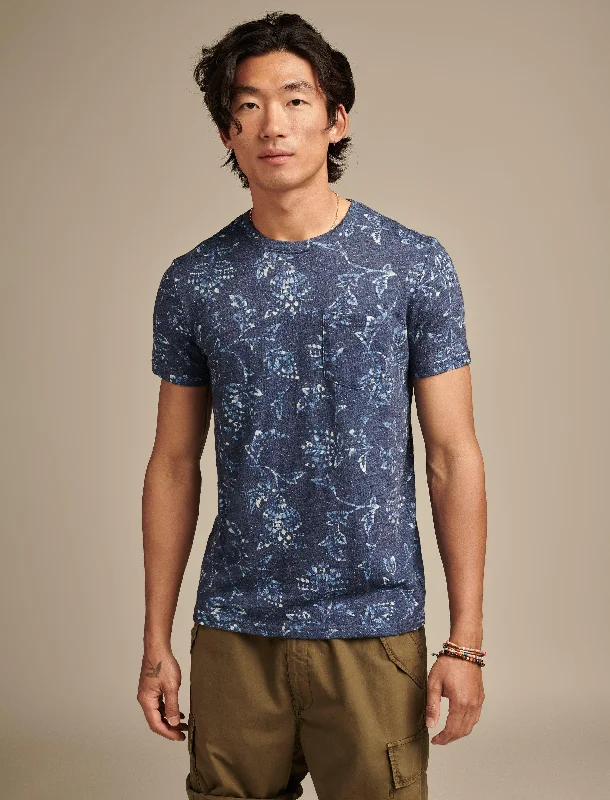 Men's Shirts with Barrel CuffsLucky Brand Men's Linen Short Sleeve Pocket Crew Neck Tee