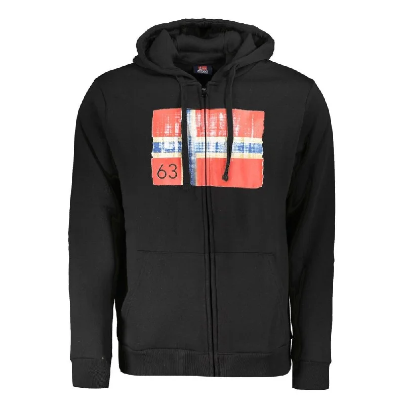Men's Sweaters with Straight-Cut ShapesNorway 1963 Black Cotton Men Men's Sweater