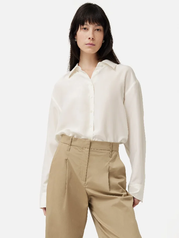 Men's Golf Shirts for On-Course StyleSilk Habotai Relaxed Shirt | Ivory