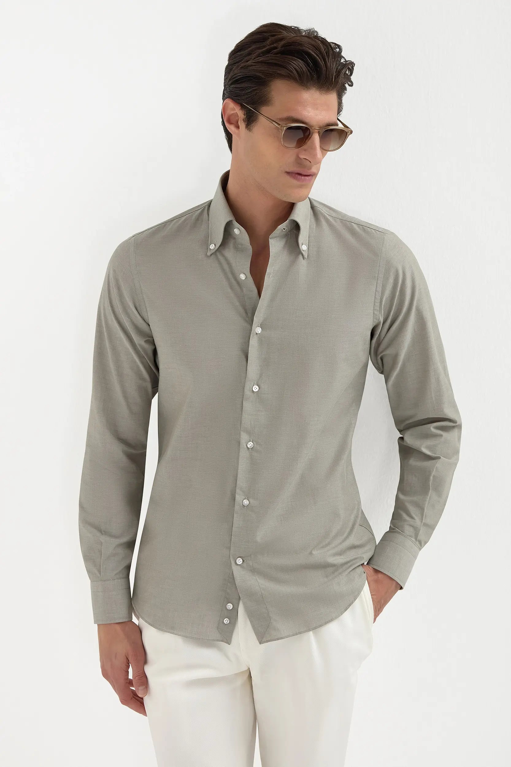 Men's Pattern Mixing Shirts for Creative StyleSage chambray button down shirt - Made in Italy Men's Pattern Mixing Shirts for Creative StyleSage chambray button down shirt - Made in Italy