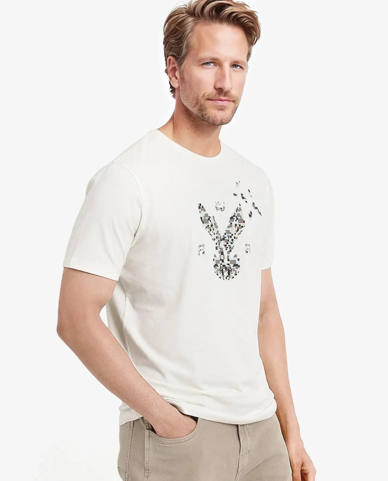 Men's Shirts with Antimicrobial TreatmentRare Rabbit Men Conno Off White Cotton Lycra Fabric Short Sleeve Crew Neck Regular Fit Graphic Logo Print T-Shirt Men's Shirts with Antimicrobial TreatmentRare Rabbit Men Conno Off White Cotton Lycra Fabric Short Sleeve Crew Neck Regular Fit Graphic Logo Print T-Shirt