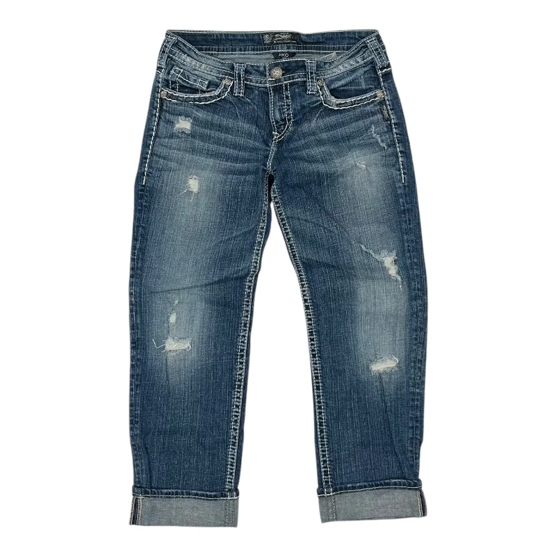 Elegant Straight-Leg Men's JeansJeans Cropped By Silver In Blue Denim, Size:8