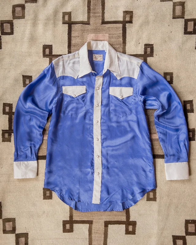 Men's Fishing Shirts for Water SportsColorblocked Satin Rodeo Shirt - Skyscape