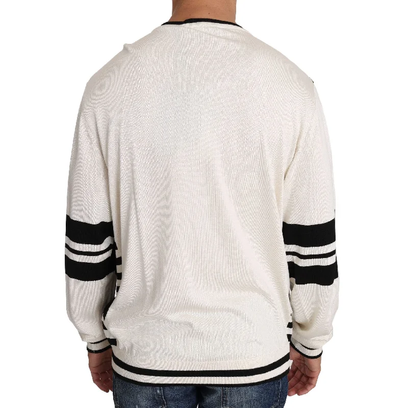 Elegant Men's Shawl-Collar SweatersDolce & Gabbana New York Jazz Sequined Silk Men's Sweater