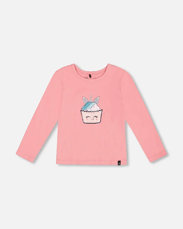 Men's Shirts for Beach OutingsOrganic Cotton T-Shirt With Print Pink