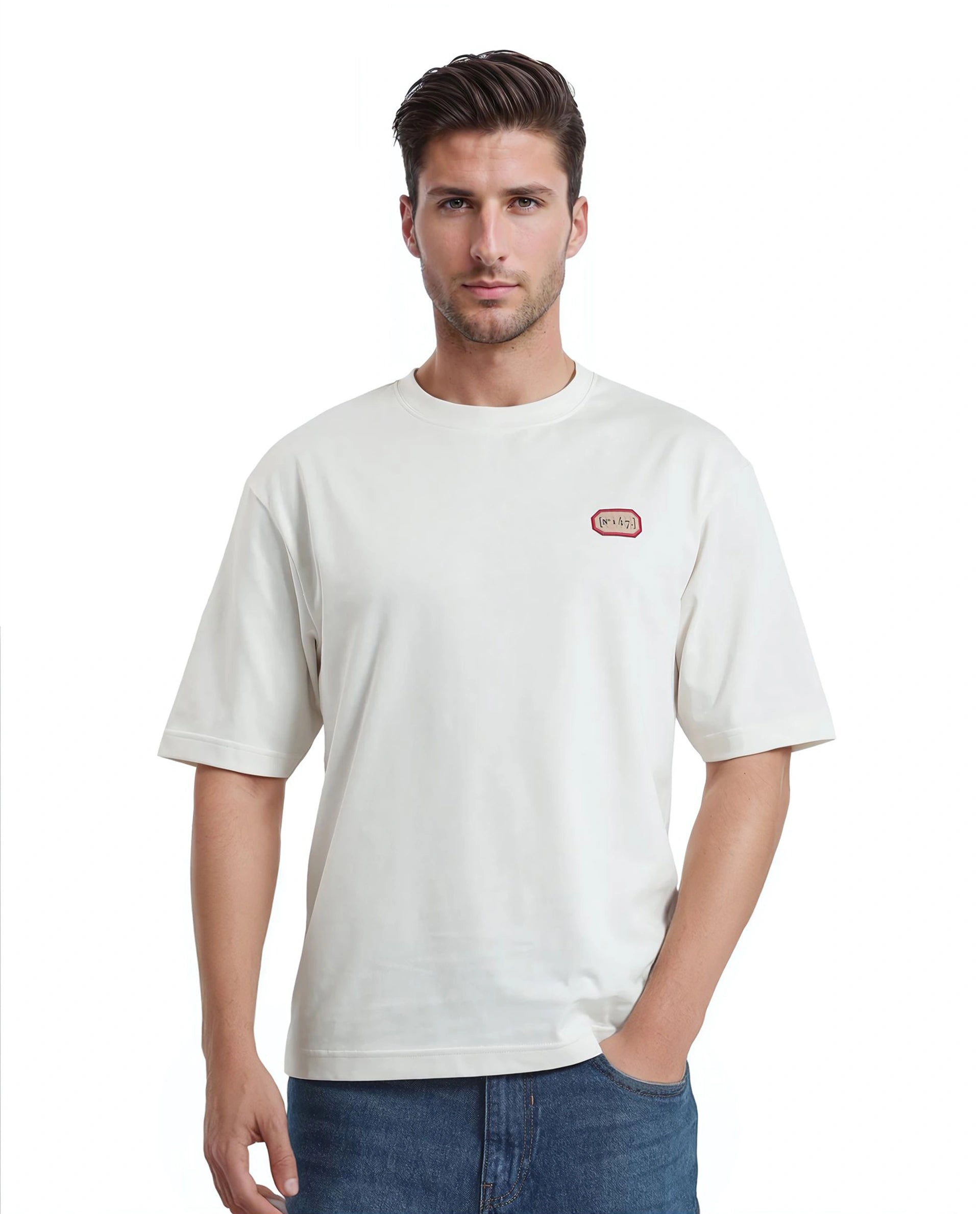Men's Shirts with UV ProtectionRare Rabbit Men Hirm Off White Cotton Fabric Short Sleeve Crew Neck Qlo Fit Label Print T-Shirt Men's Shirts with UV ProtectionRare Rabbit Men Hirm Off White Cotton Fabric Short Sleeve Crew Neck Qlo Fit Label Print T-Shirt