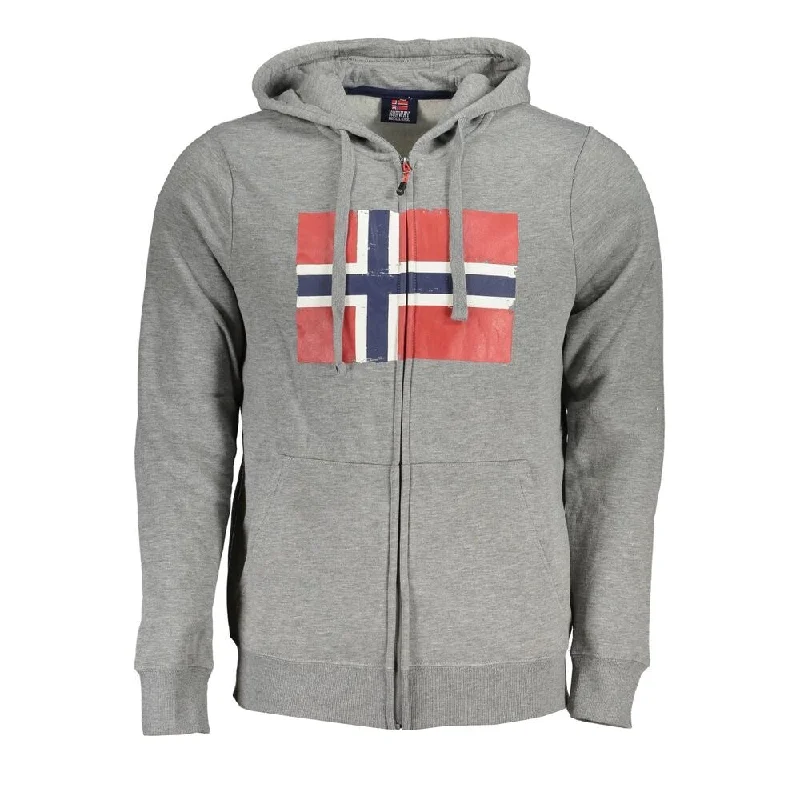 Striped Men's SweatersNorway 1963 Sleek Gray Hooded Fleece Men's Sweatshirt