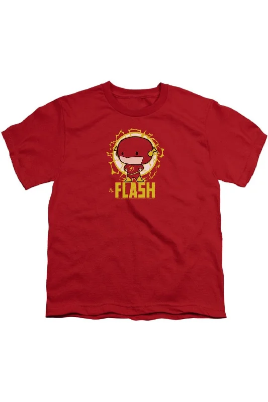 Men's Shirts with Pleated HemlinesDC Comics Flash Flash Chibi Short Sleeve Youth Tee / T-Shirt Men's Shirts with Pleated HemlinesDC Comics Flash Flash Chibi Short Sleeve Youth Tee / T-Shirt