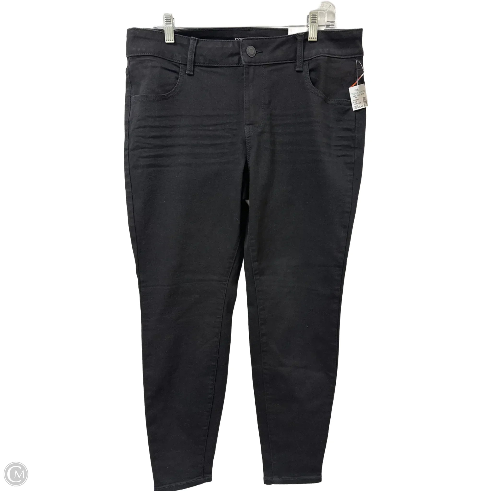 Leather Patch Embellished Men's JeansJeans Skinny By Maurices In Black Denim, Size: 14 Leather Patch Embellished Men's JeansJeans Skinny By Maurices In Black Denim, Size: 14