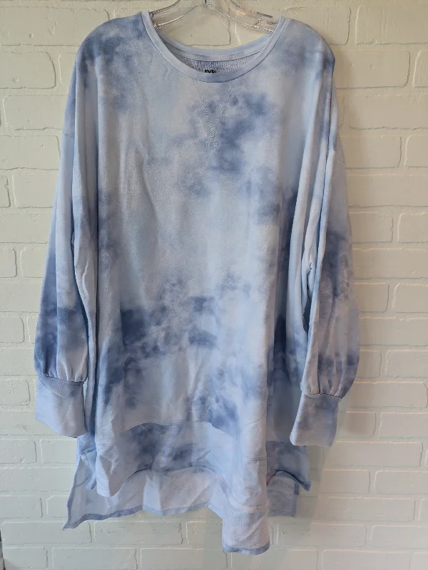 Trendy Men's Patterned HoodiesBlue White Sweatshirt Crewneck Evri, Size 3x