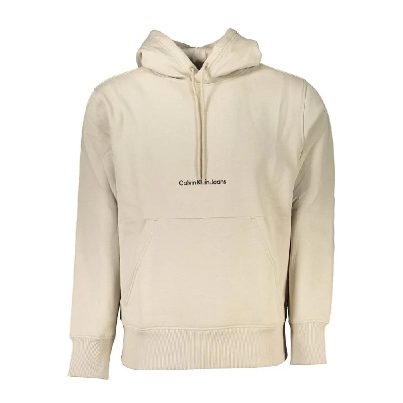 Men's Sweaters with ThumbholesCalvin Klein Beige Fleece-Lined Hoodie - Timeless Men's Comfort Men's Sweaters with ThumbholesCalvin Klein Beige Fleece-Lined Hoodie - Timeless Men's Comfort