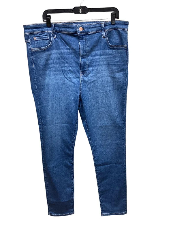 Leather Patch Embellished Men's JeansJeans Skinny By H&m In Blue Denim, Size: 3x