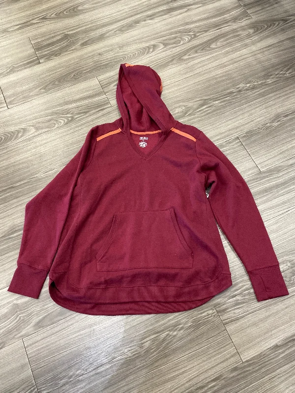 Men's Hoodies with Hidden PocketsSweatshirt Hoodie By Tek Gear In Red, Size: 1x