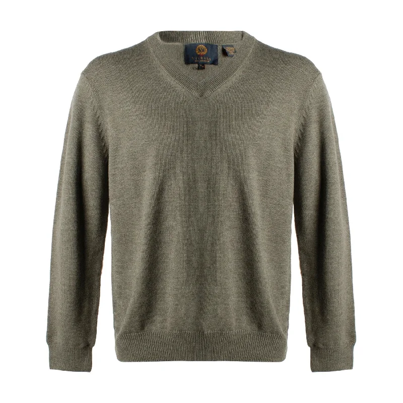 Men's Sweaters with Zip-Up CollarsExtra Fine 'Zegna Baruffa' Merino Wool V-Neck Sweater in Sage Melange by Viyella