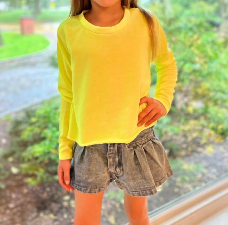 Men's Shirts with Button-Down CollarsGirls Boxy Fleece Cropped Sweatshirt In Neon Yellow