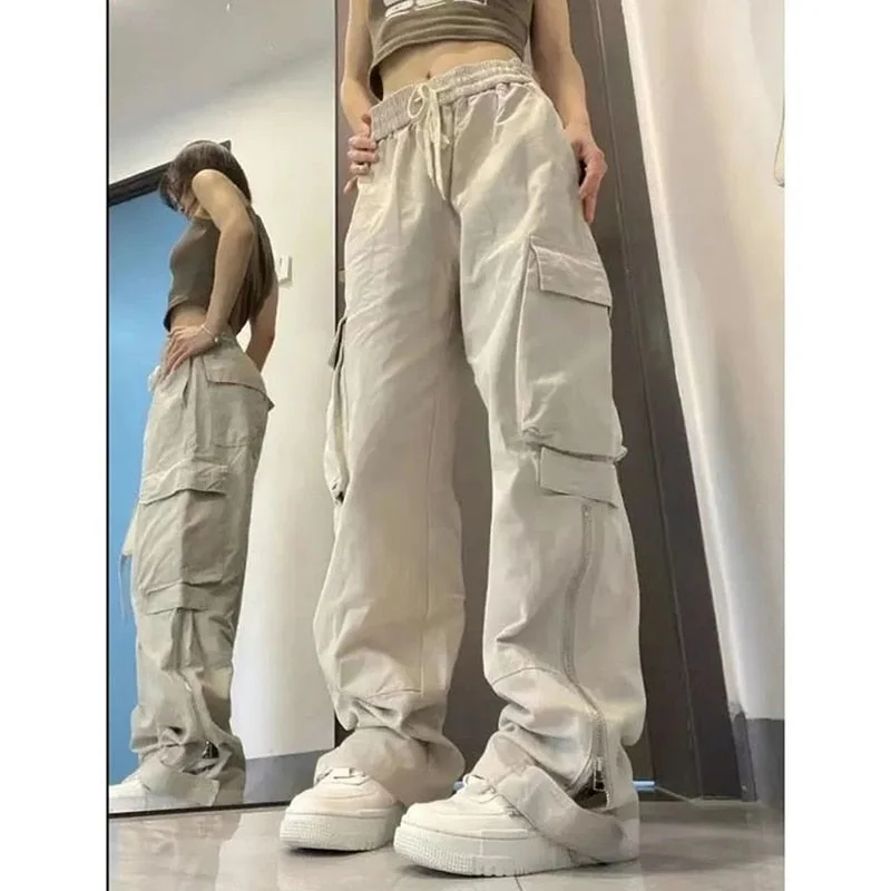Zip-Fly Men's JeansKittenAlarm - American Y2K White Vintage Cargo Jeans Fashion Pocket High Waist Straight Pants High Street Baggy Wide Leg Denim Trouser Ladies Zip-Fly Men's JeansKittenAlarm - American Y2K White Vintage Cargo Jeans Fashion Pocket High Waist Straight Pants High Street Baggy Wide Leg Denim Trouser Ladies