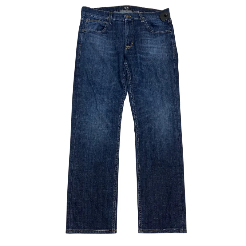 Cool Distressed Men's JeansJeans Designer By Hudson In Blue Denim, Size: 18