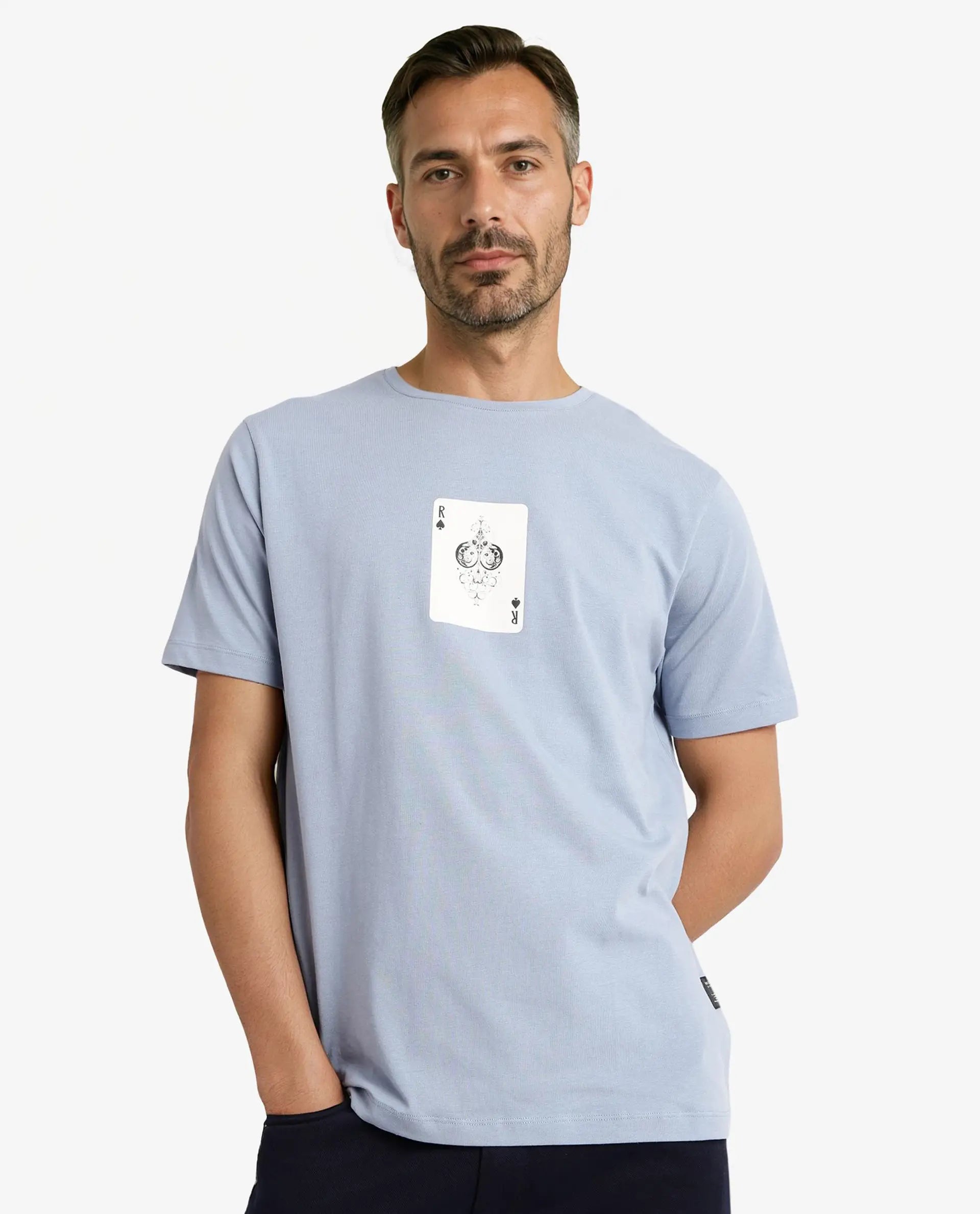 Men's Shirts with Adjustable HemlinesRare Rabbit Men Caf Dusky Blue Short Sleeve Crew Neck Graphic Print T-Shirt Men's Shirts with Adjustable HemlinesRare Rabbit Men Caf Dusky Blue Short Sleeve Crew Neck Graphic Print T-Shirt