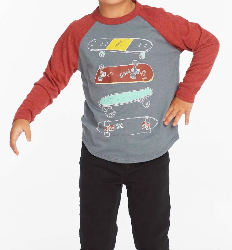 Men's Flowy Shirts for a Relaxed LookBoys Skater Life Baseball Tee In Grey
