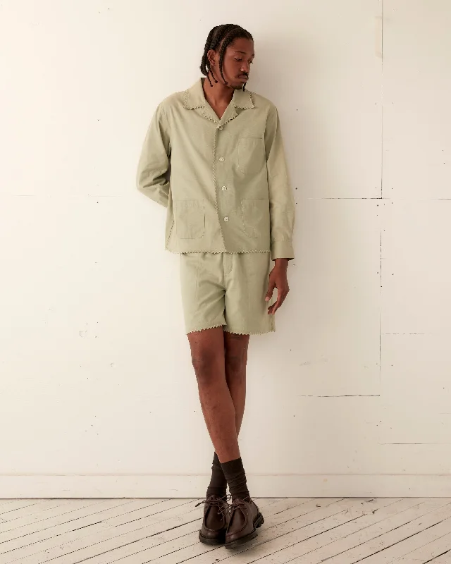Men's Affordable Shirts for Budget-Friendly StyleZig-Zag Hem Long Sleeve Shirt - Mint