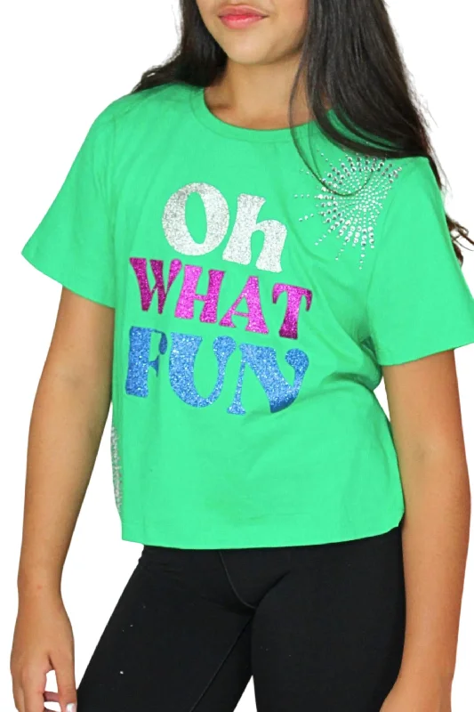 Men's Shirts with UV ProtectionGirls Oh What Fun Graphic Tee In Green