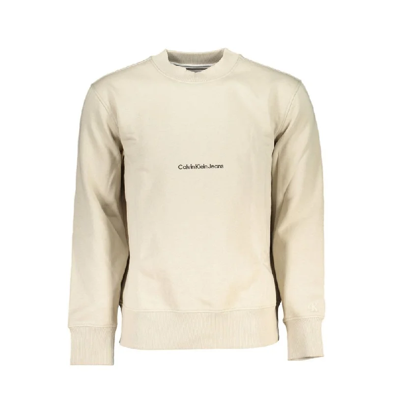Men's Sweaters with Built-In ScarvesCalvin Klein Beige Crew Neck Long Sleeve Men's Sweatshirt Men's Sweaters with Built-In ScarvesCalvin Klein Beige Crew Neck Long Sleeve Men's Sweatshirt