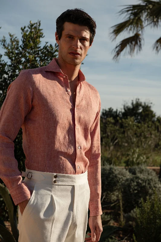 Men's Patterned Dress Shirts for a Unique TwistRed linen shirt - Made in Italy