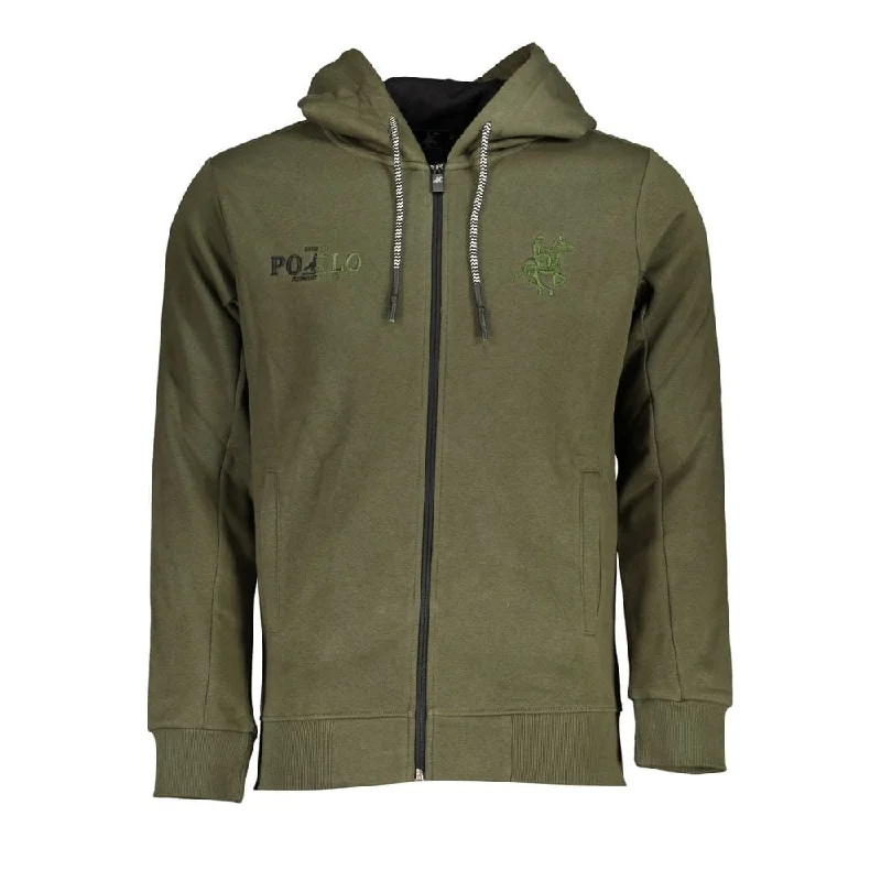 Men's Sweaters with Roll-Neck DesignsU.S. Grand Polo Elegant Green Hooded Long-Sleeve Men's Sweatshirt
