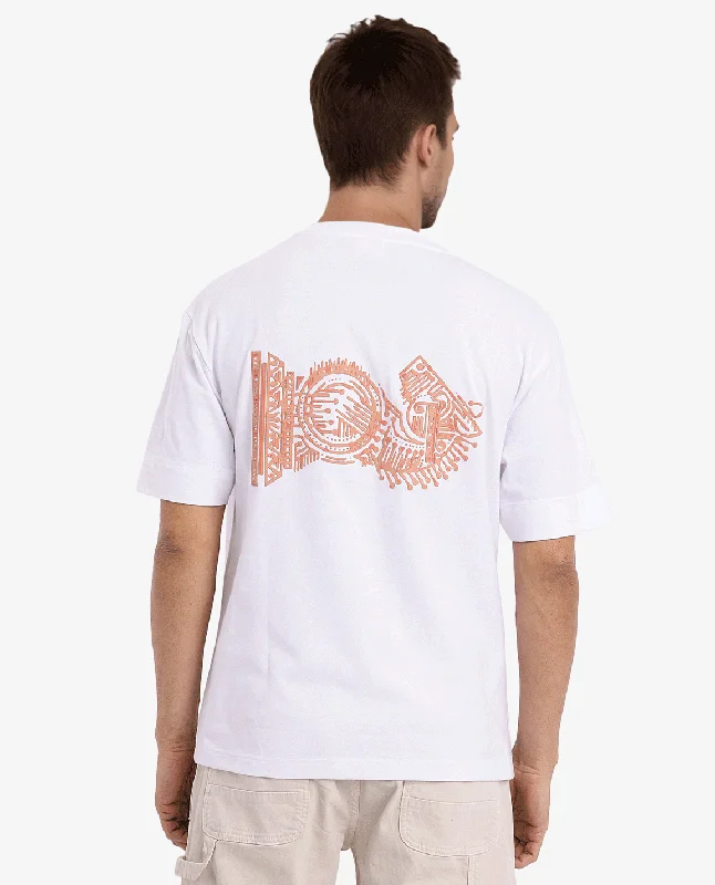Men's Sleeveless TopsRare Rabbit Men Ight White Cotton Fabric Short Sleeve Crew Neck Oversized Fit Graphic Back Print T-Shirt