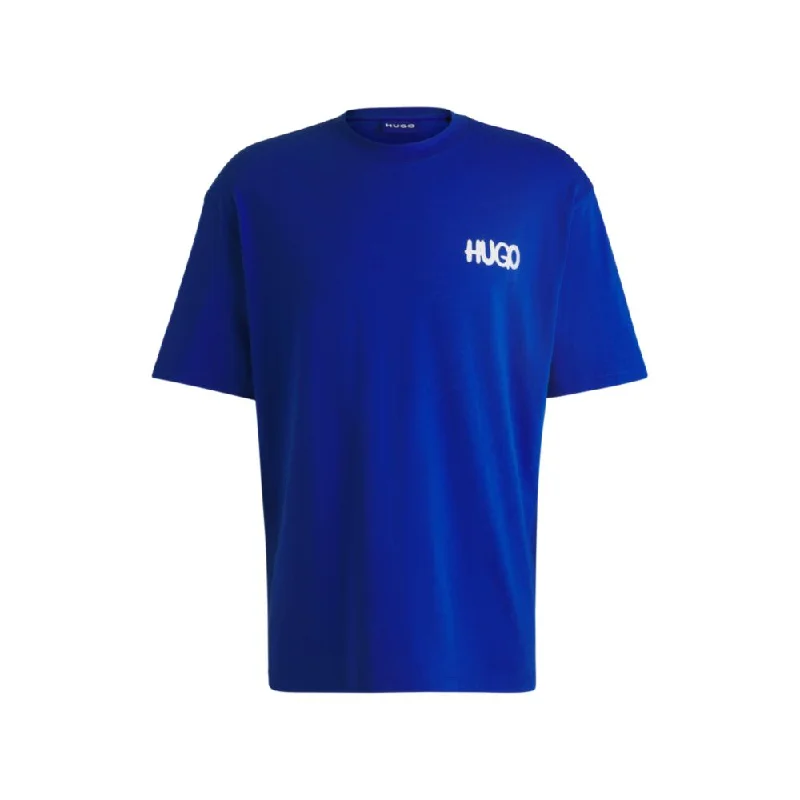 Men's Shirts with Patchwork PatternsCotton-jersey T-shirt with Happy HUGO logo