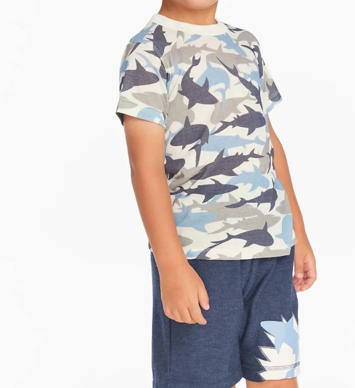 Men's Shirts with Button-Down CollarsBoys All Over Tee In Camo Shark
