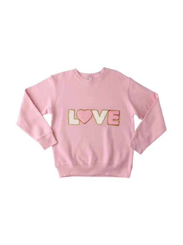 Men's Long-Sleeved ShirtsKids Chenille Love Sweatshirt In Pink
