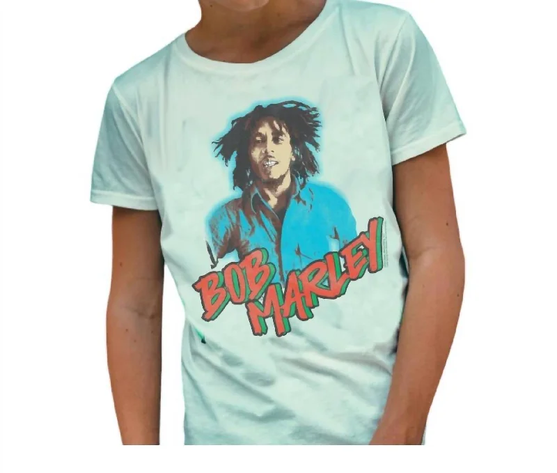 Men's Shirts with Rounded HemlinesBoy's Bob Marley Ss Tee In Vintage White