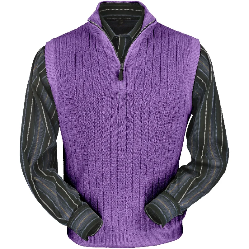 Men's Sweaters with ThumbholesBaby Alpaca 'Links Stitch' Ribbed Zip-Neck Sweater Vest in Lilac Heather by Peru Unlimited Men's Sweaters with ThumbholesBaby Alpaca 'Links Stitch' Ribbed Zip-Neck Sweater Vest in Lilac Heather by Peru Unlimited