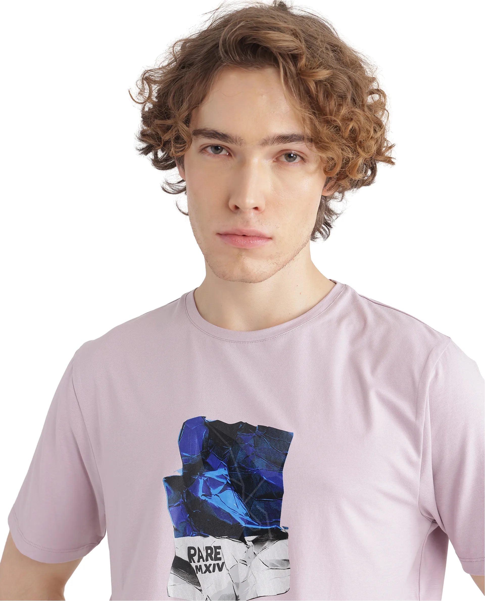 Men's Shirts with Ruffled HemlinesRare Rabbit Men Zarf Dusky Pink Cotton Blend Fabric Short Sleeve Crew Neck Graphic Print T-Shirt Men's Shirts with Ruffled HemlinesRare Rabbit Men Zarf Dusky Pink Cotton Blend Fabric Short Sleeve Crew Neck Graphic Print T-Shirt